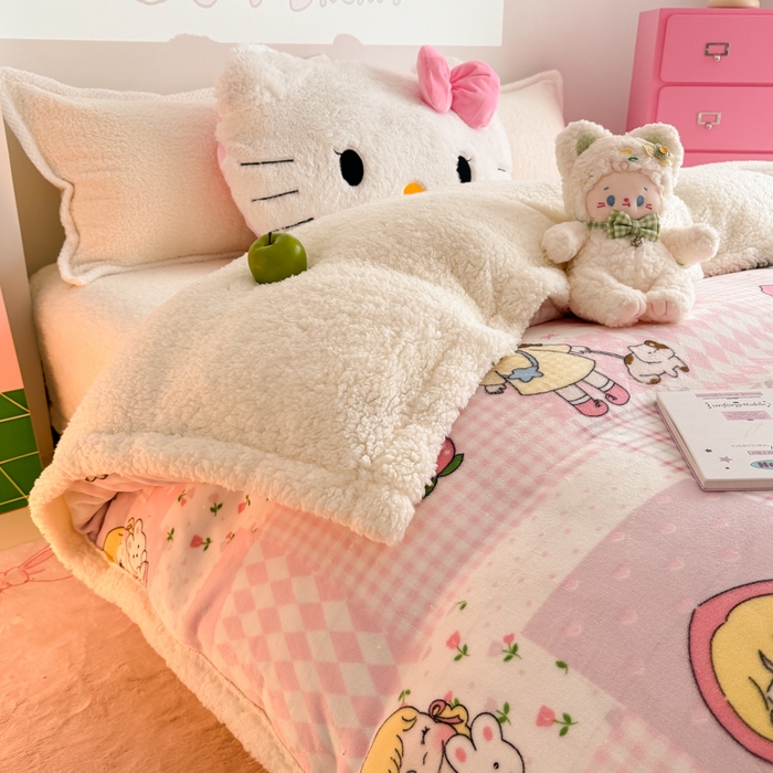 91家纺网 家纺一手货源 找家纺 艾特你 2025新款多功能羊羔绒牛奶绒单毛毯单被套 羊-米兜