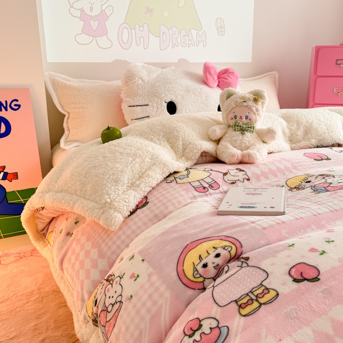 91家纺网 家纺一手货源 找家纺 艾特你 2025新款多功能羊羔绒牛奶绒单毛毯单被套 羊-米兜