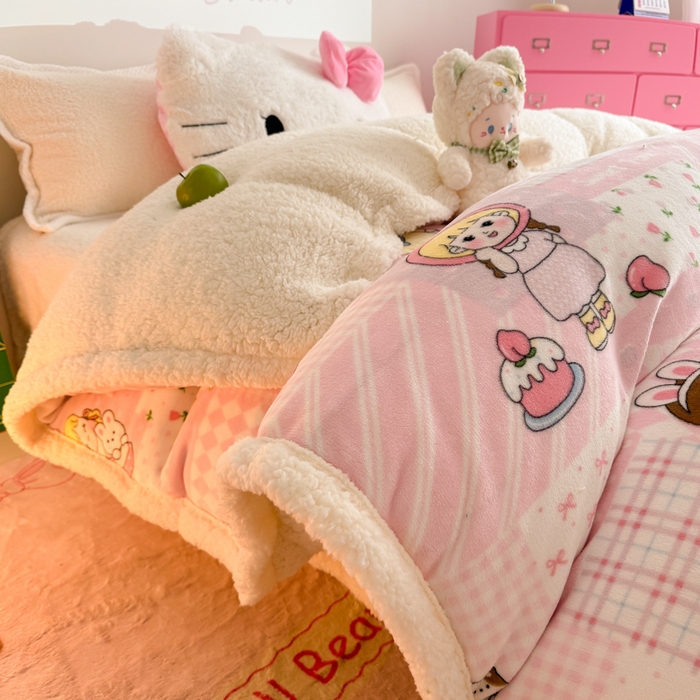 91家纺网 家纺一手货源 找家纺 艾特你 2025新款多功能羊羔绒牛奶绒单毛毯单被套 羊-米兜