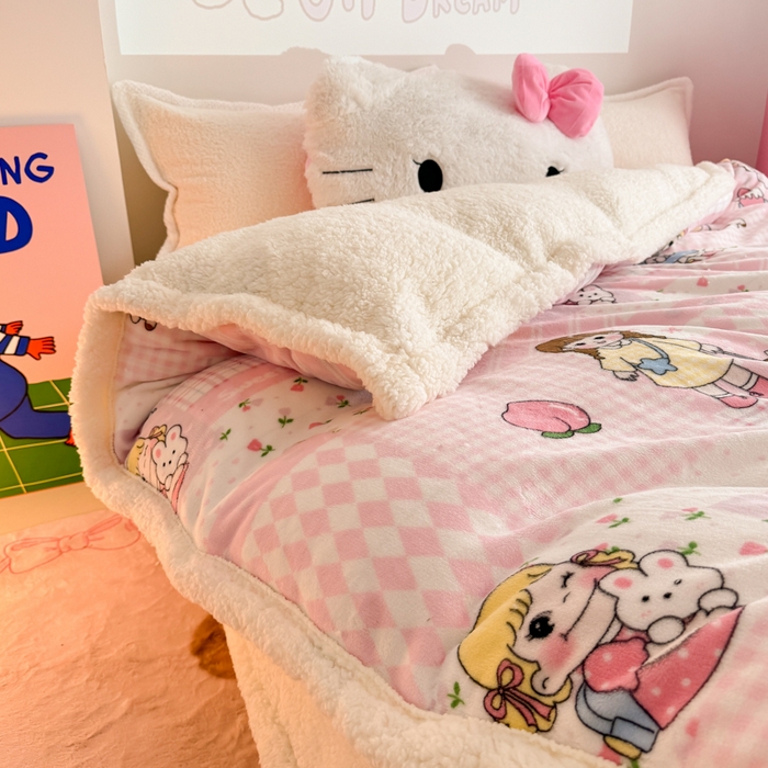 91家纺网 家纺一手货源 找家纺 艾特你 2025新款多功能羊羔绒牛奶绒单毛毯单被套 羊-米兜