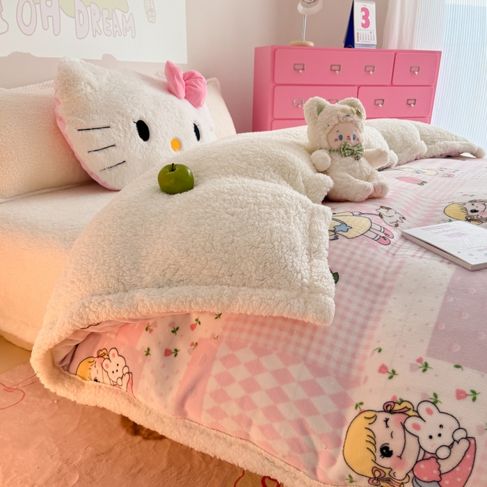 91家纺网 家纺一手货源 找家纺 艾特你 2025新款多功能羊羔绒牛奶绒单毛毯单被套 羊-米兜