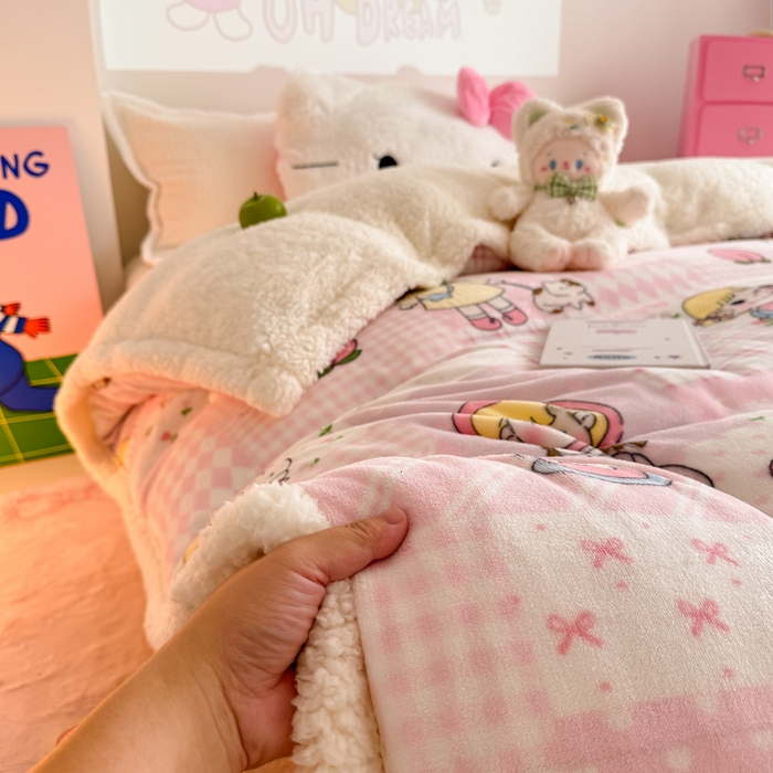 91家纺网 家纺一手货源 找家纺 艾特你 2025新款多功能羊羔绒牛奶绒单毛毯单被套 羊-米兜