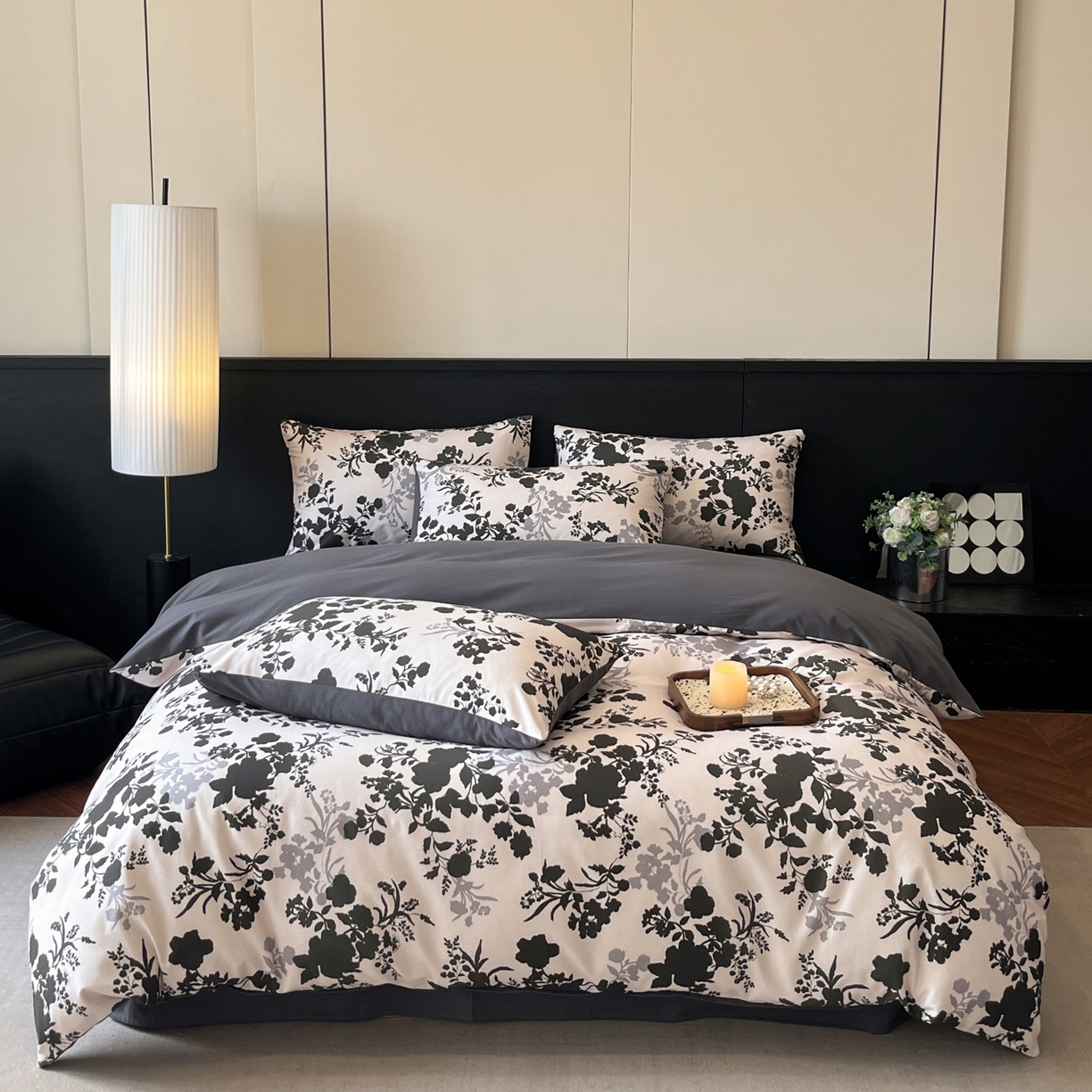 91家纺网 家纺一手货源 找家纺 卧趣家纺 2025秋冬新品法式复古全棉A类磨毛四件套 花知语