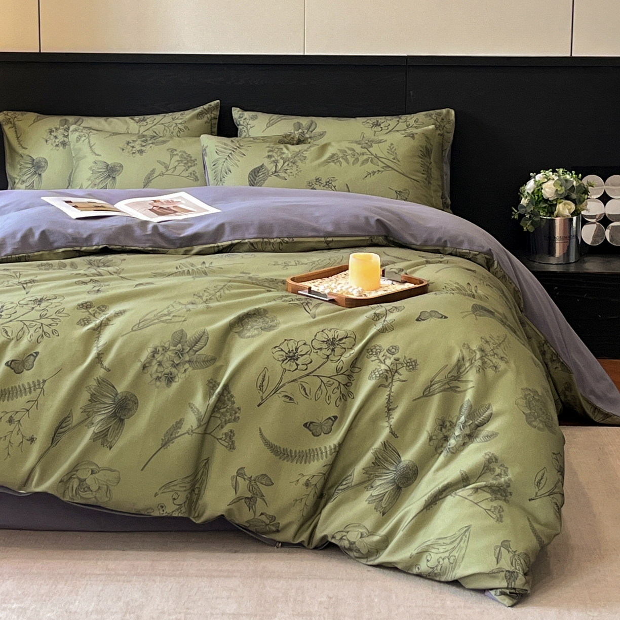 91家纺网 家纺一手货源 找家纺 卧趣家纺 2025秋冬新品法式复古全棉A类磨毛四件套 森蔓