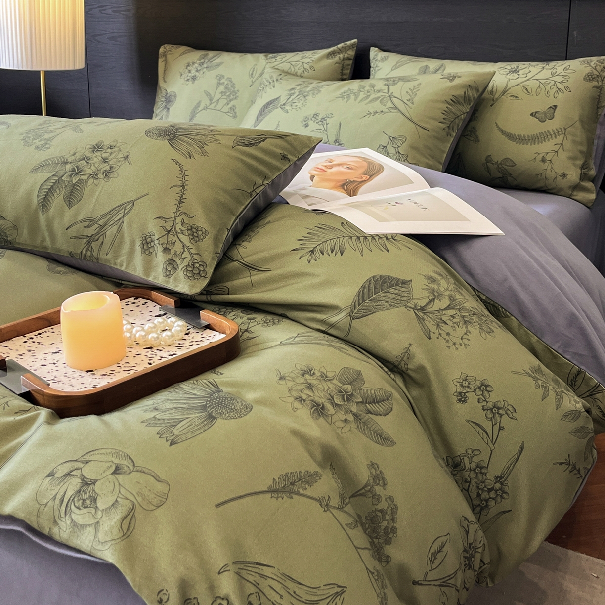 91家纺网 家纺一手货源 找家纺 卧趣家纺 2025秋冬新品法式复古全棉A类磨毛四件套 森蔓