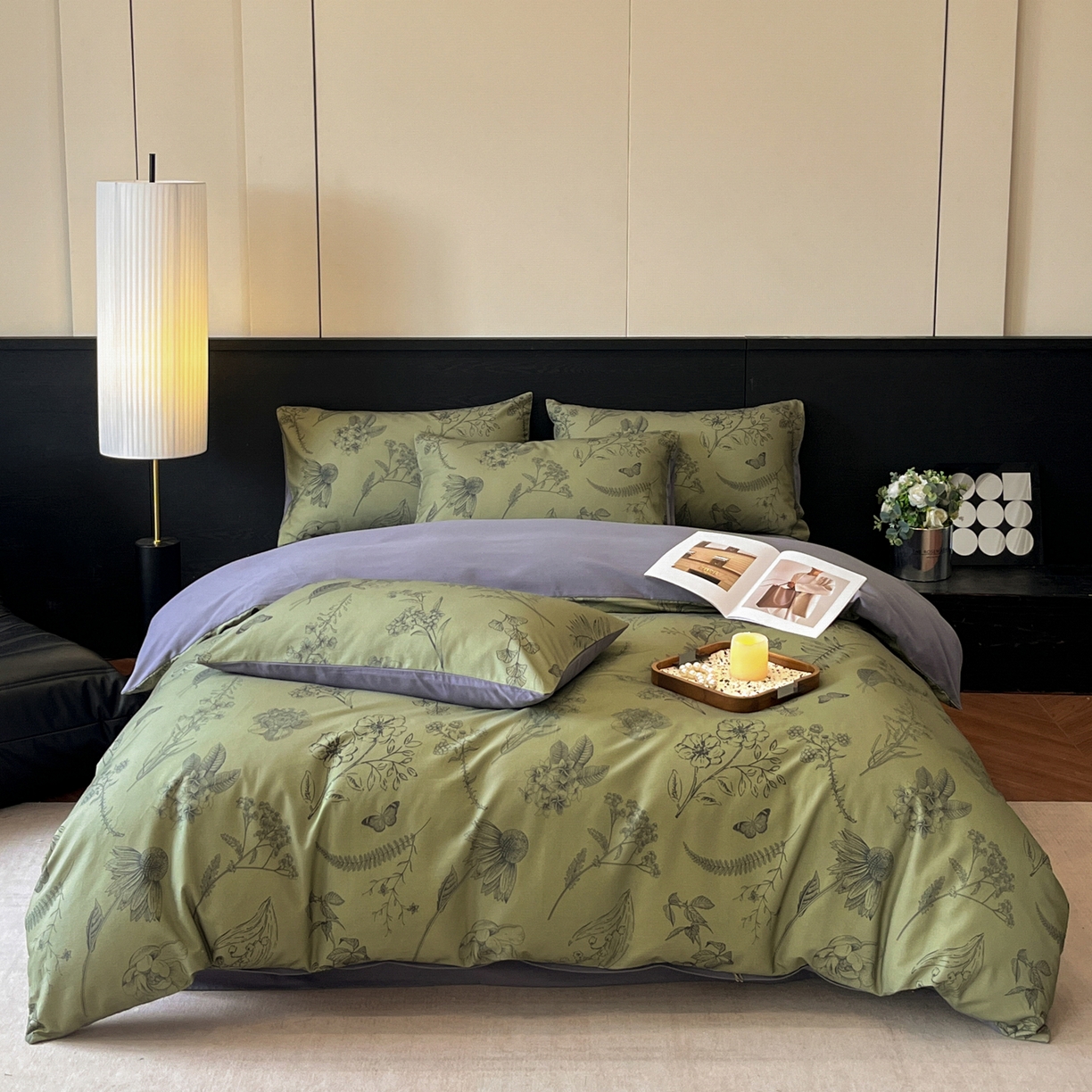 91家纺网 家纺一手货源 找家纺 卧趣家纺 2025秋冬新品法式复古全棉A类磨毛四件套 森蔓