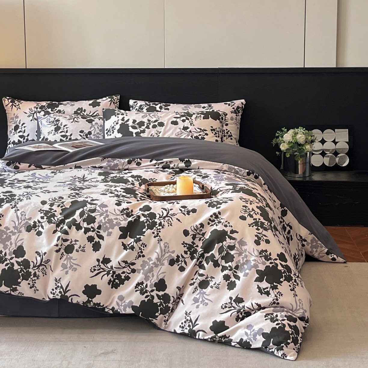 91家纺网 家纺一手货源 找家纺 卧趣家纺 2025秋冬新品法式复古全棉A类磨毛四件套 花知语