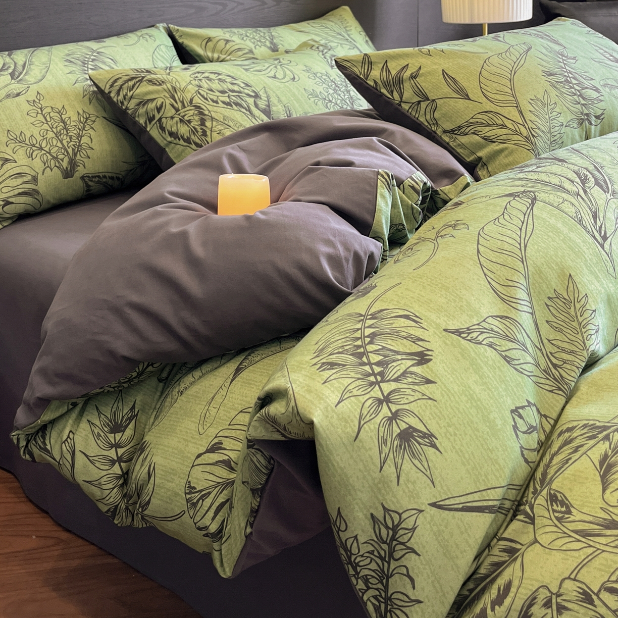 卧趣家纺 2025秋冬新品法式复古全棉A类磨毛四件套 青釉-绿