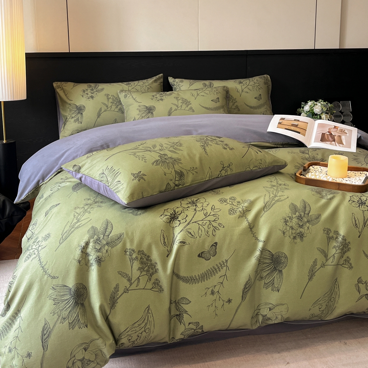 91家纺网 家纺一手货源 找家纺 卧趣家纺 2025秋冬新品法式复古全棉A类磨毛四件套 森蔓