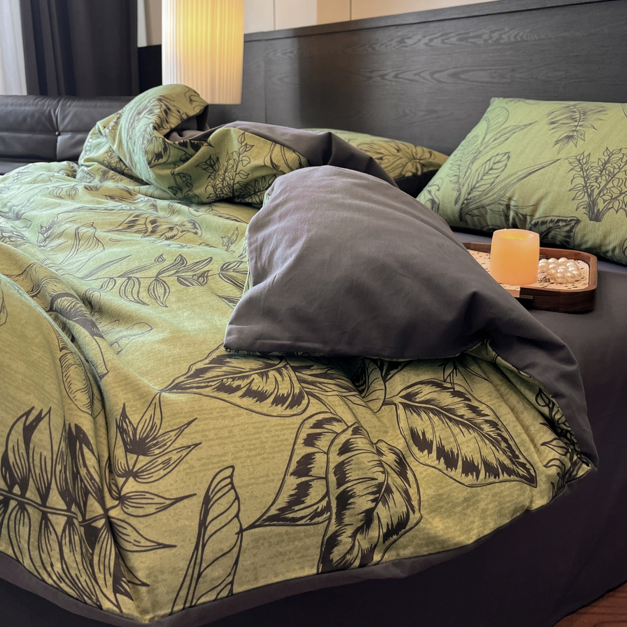 91家纺网 家纺一手货源 找家纺 卧趣家纺 2025秋冬新品法式复古全棉A类磨毛四件套 青釉-绿