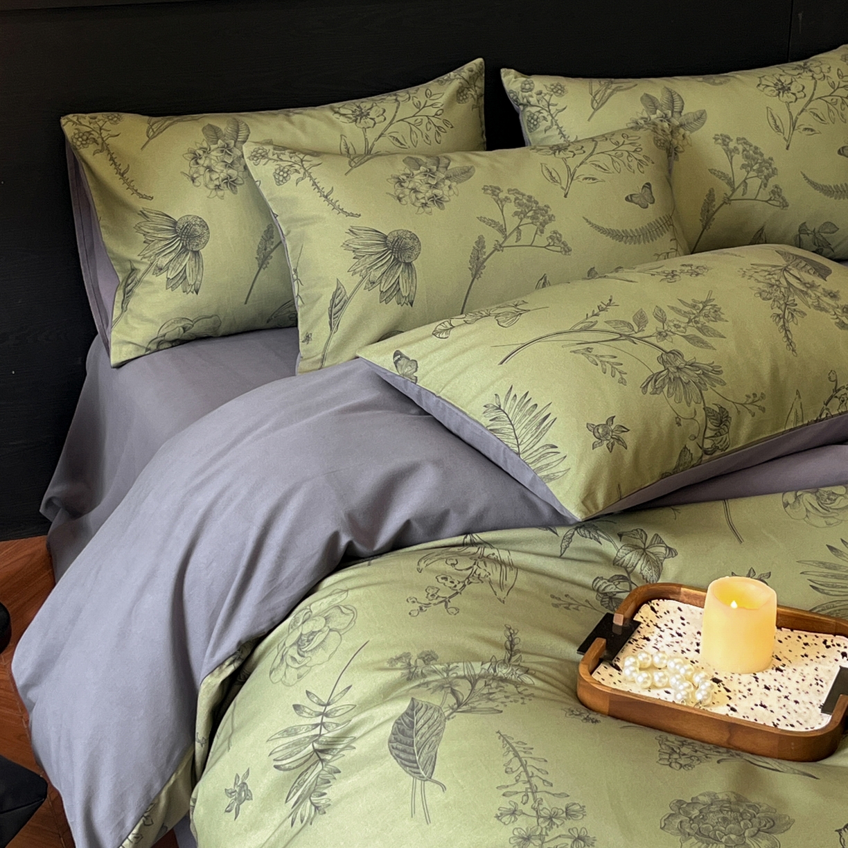 91家纺网 家纺一手货源 找家纺 卧趣家纺 2025秋冬新品法式复古全棉A类磨毛四件套 森蔓