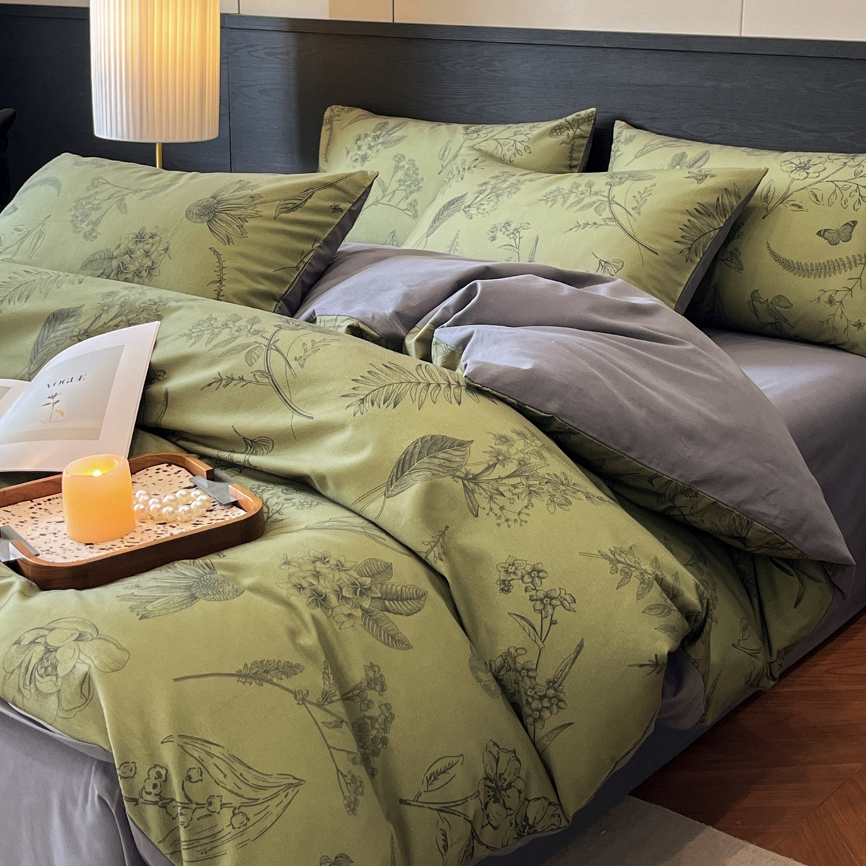 91家纺网 家纺一手货源 找家纺 卧趣家纺 2025秋冬新品法式复古全棉A类磨毛四件套 森蔓