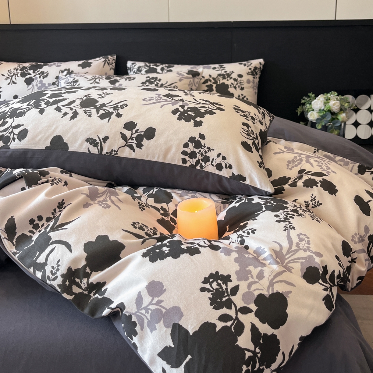 91家纺网 家纺一手货源 找家纺 卧趣家纺 2025秋冬新品法式复古全棉A类磨毛四件套 花知语