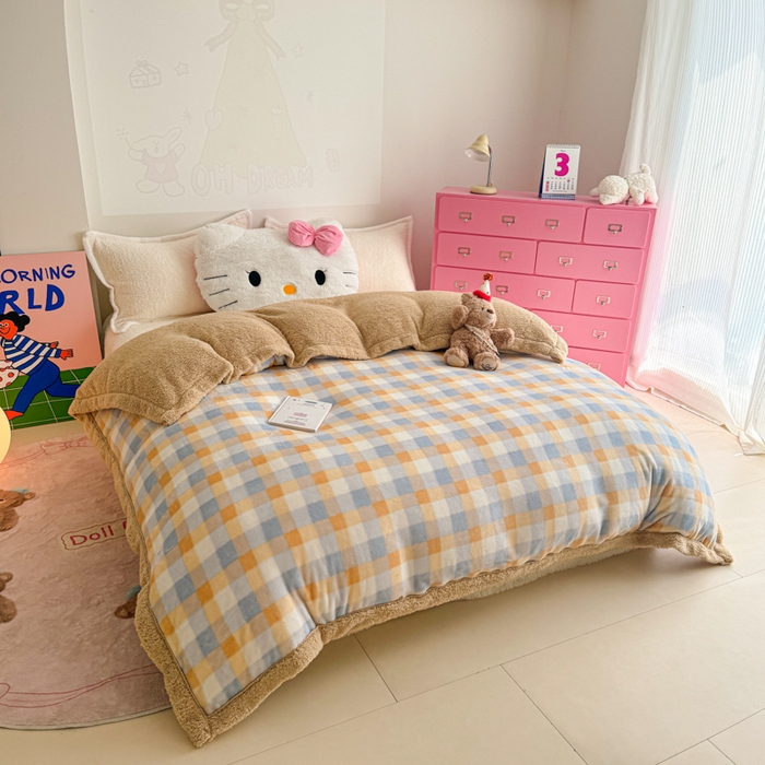 91家纺网 家纺一手货源 找家纺 艾特你 2025新款多功能羊羔绒牛奶绒单毛毯单被套 羊-墨尔本