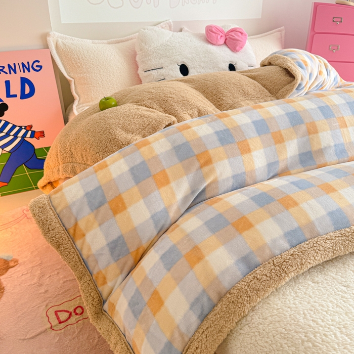 91家纺网 家纺一手货源 找家纺 艾特你 2025新款多功能羊羔绒牛奶绒单毛毯单被套 羊-墨尔本