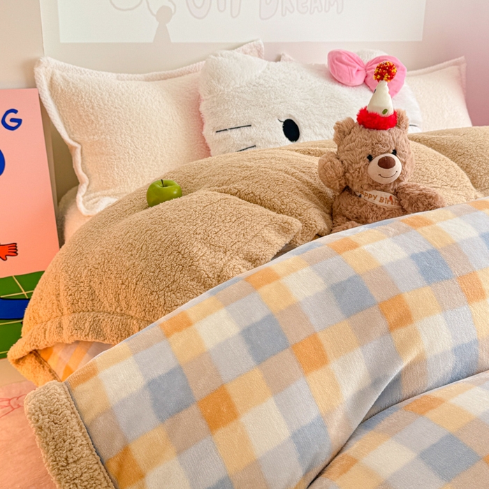 91家纺网 家纺一手货源 找家纺 艾特你 2025新款多功能羊羔绒牛奶绒单毛毯单被套 羊-墨尔本