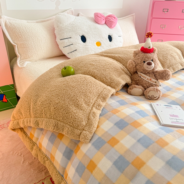 91家纺网 家纺一手货源 找家纺 艾特你 2025新款多功能羊羔绒牛奶绒单毛毯单被套 羊-墨尔本