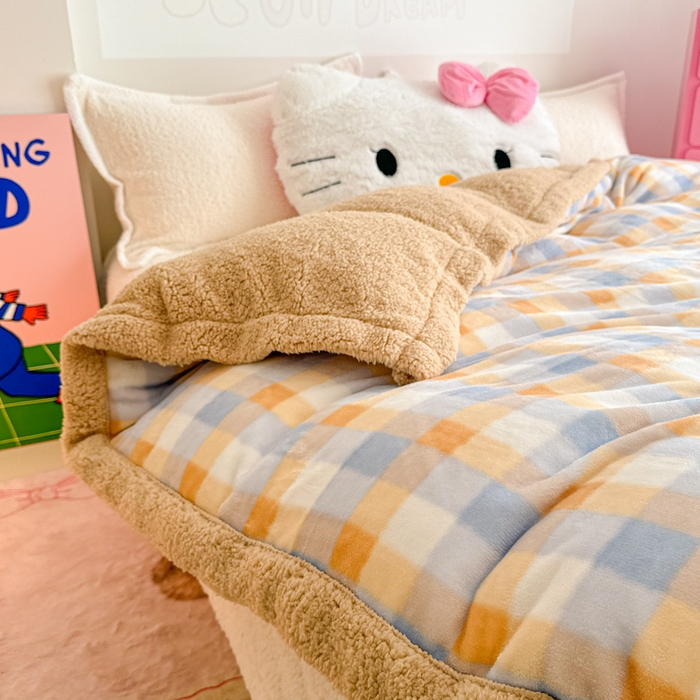 91家纺网 家纺一手货源 找家纺 艾特你 2025新款多功能羊羔绒牛奶绒单毛毯单被套 羊-墨尔本