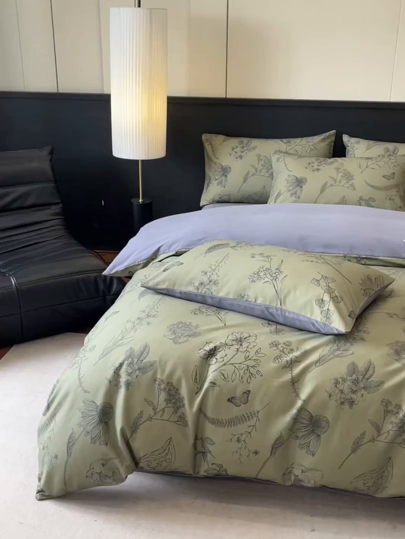 91家纺网 家纺一手货源 找家纺 卧趣家纺 2025秋冬新品法式复古全棉A类磨毛四件套 森蔓