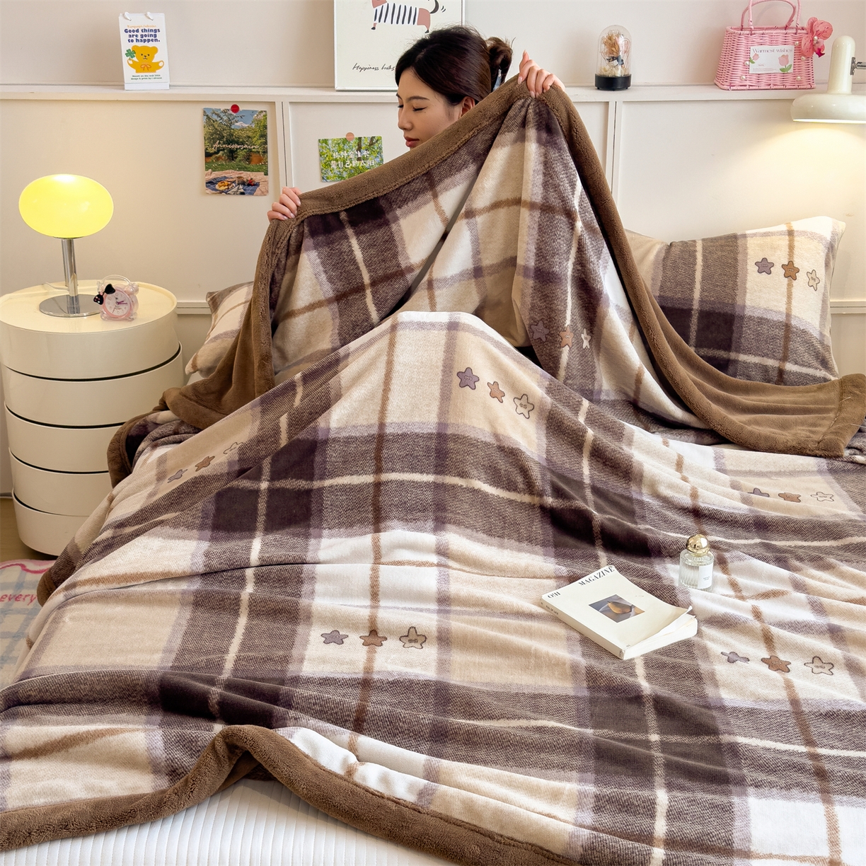 91家纺网 家纺一手货源 找家纺 （总）慕木家纺 2025新款高克重印花牛奶绒云锦绒双层毛毯毛毯毯子（可供跨境提供买家秀）