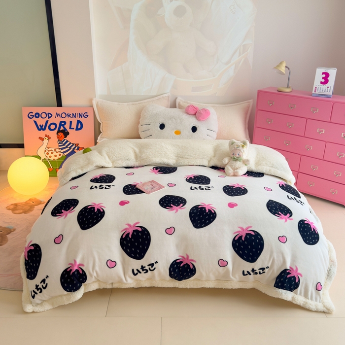 91家纺网 家纺一手货源 找家纺 艾特你 2025新款多功能羊羔绒牛奶绒单毛毯单被套 羊-山野莓莓