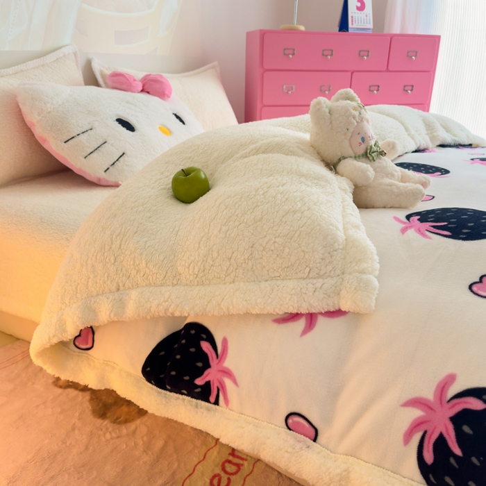 91家纺网 家纺一手货源 找家纺 艾特你 2025新款多功能羊羔绒牛奶绒单毛毯单被套 羊-山野莓莓