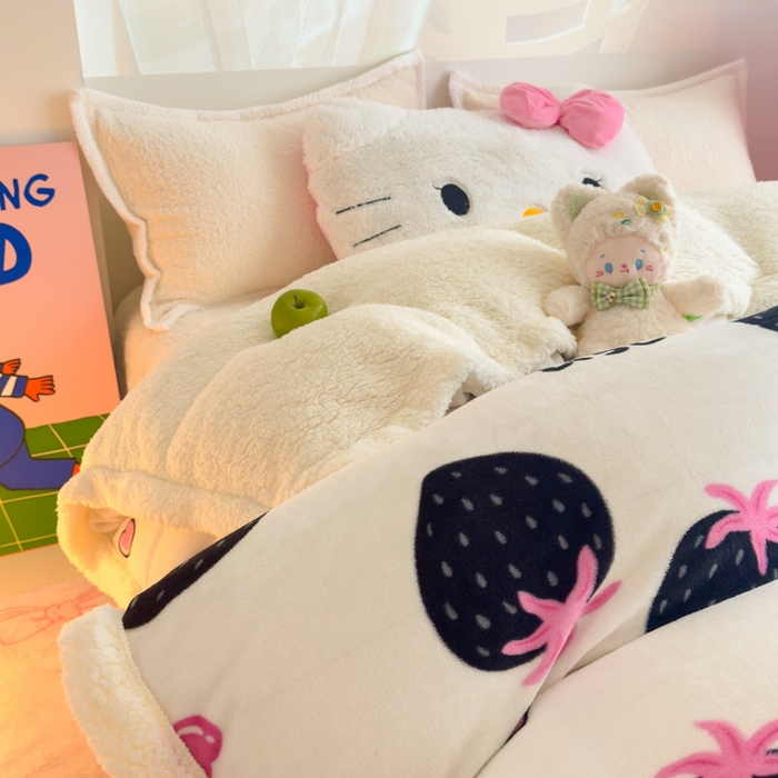 91家纺网 家纺一手货源 找家纺 艾特你 2025新款多功能羊羔绒牛奶绒单毛毯单被套 羊-山野莓莓