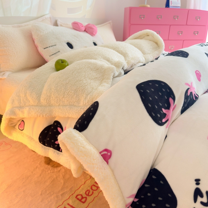 91家纺网 家纺一手货源 找家纺 艾特你 2025新款多功能羊羔绒牛奶绒单毛毯单被套 羊-山野莓莓