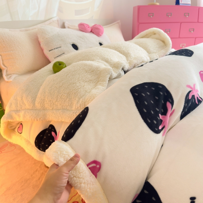 91家纺网 家纺一手货源 找家纺 艾特你 2025新款多功能羊羔绒牛奶绒单毛毯单被套 羊-山野莓莓