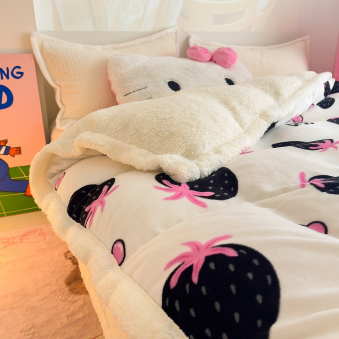 91家纺网 家纺一手货源 找家纺 艾特你 2025新款多功能羊羔绒牛奶绒单毛毯单被套 羊-山野莓莓