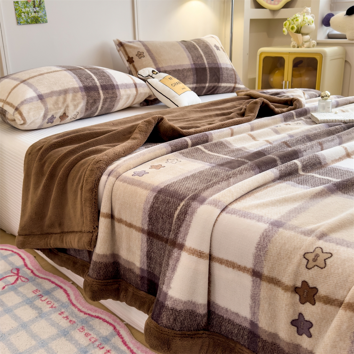 91家纺网 家纺一手货源 找家纺 （总）慕木家纺 2025新款高克重印花牛奶绒云锦绒双层毛毯毛毯毯子（可供跨境提供买家秀）