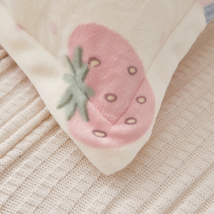 91家纺网 家纺一手货源 找家纺 翎盈家纺 2025新款冬季小清新牛奶绒双人枕套 奶油草莓