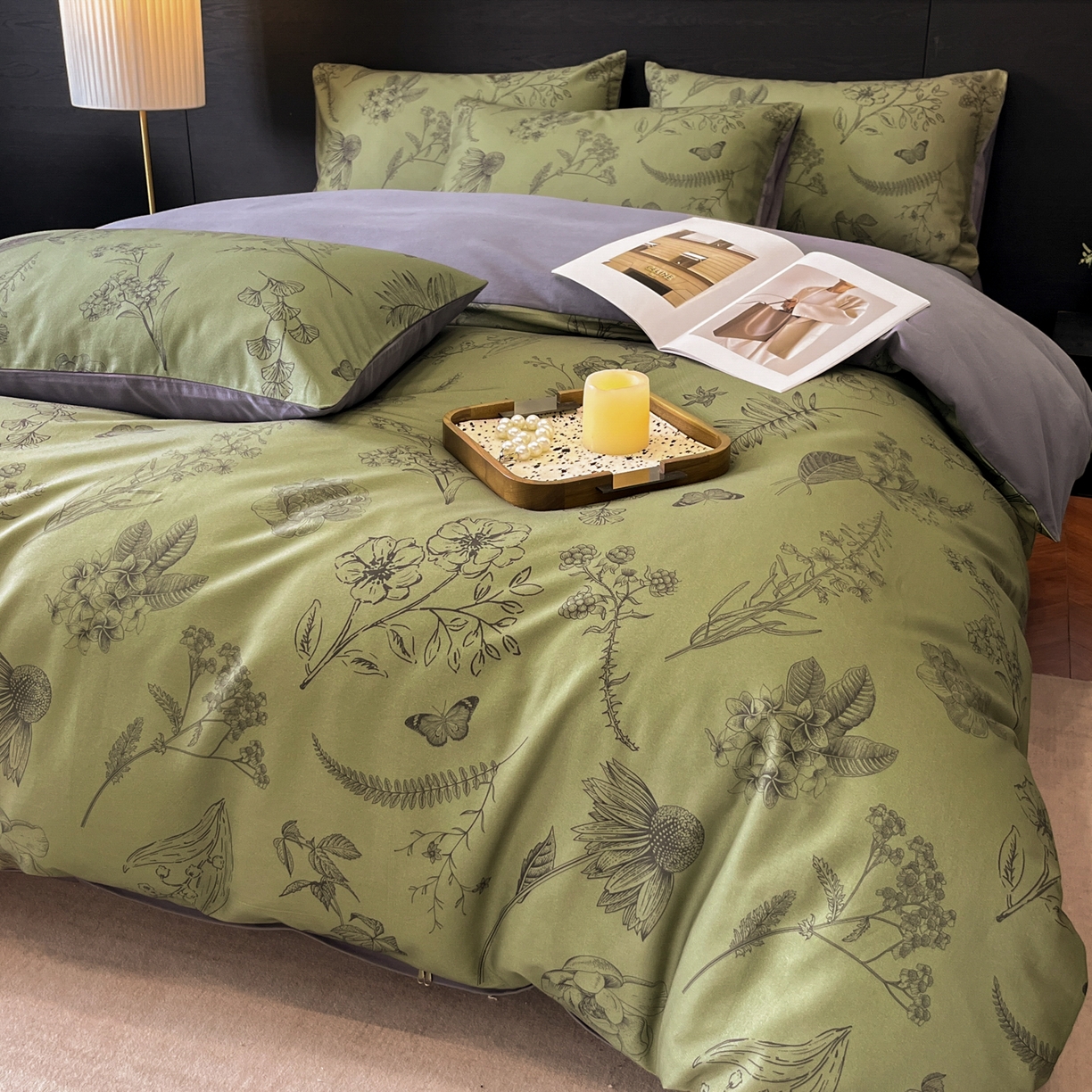 91家纺网 家纺一手货源 找家纺 卧趣家纺 2025秋冬新品法式复古全棉A类磨毛四件套 森蔓