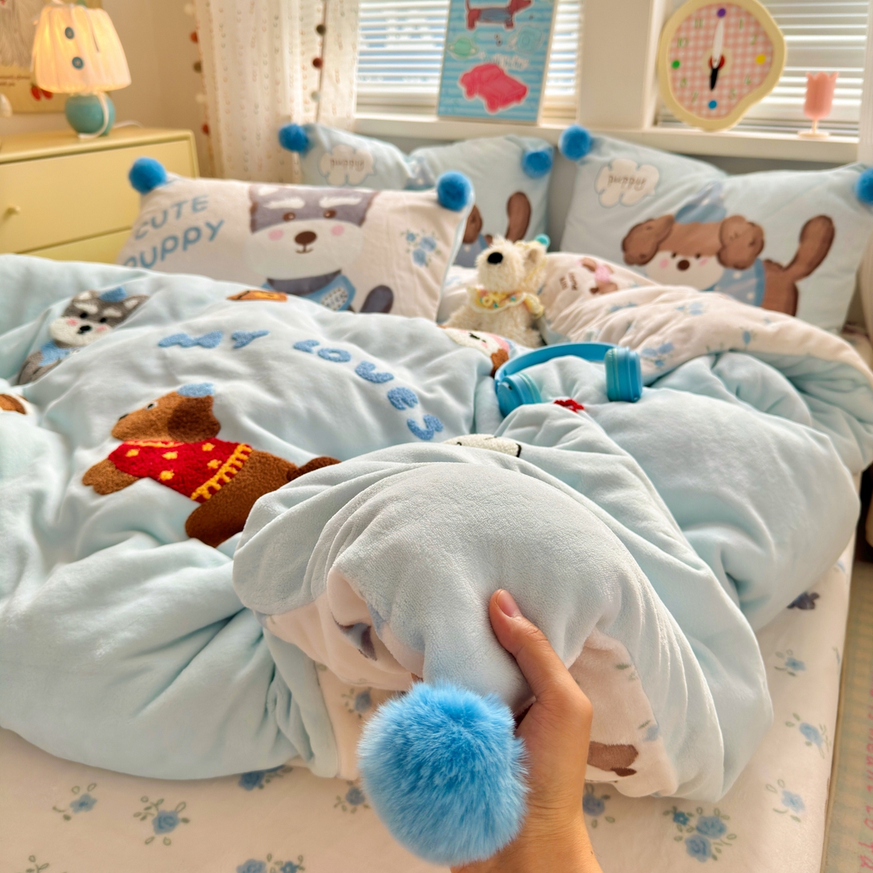 91家纺网 家纺一手货源 找家纺 （总）寐居家纺 2025新款毛球毛巾绣牛奶绒四件套