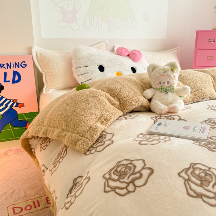 91家纺网 家纺一手货源 找家纺 艾特你 2025新款多功能羊羔绒牛奶绒单毛毯单被套 羊-苏颜