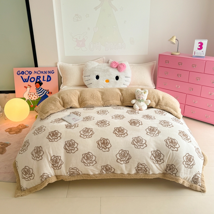 91家纺网 家纺一手货源 找家纺 艾特你 2025新款多功能羊羔绒牛奶绒单毛毯单被套 羊-苏颜