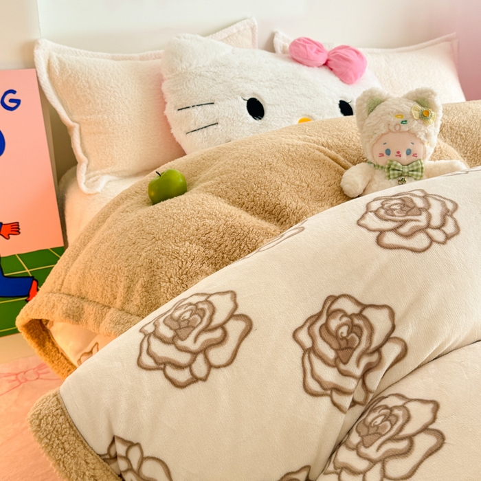 91家纺网 家纺一手货源 找家纺 艾特你 2025新款多功能羊羔绒牛奶绒单毛毯单被套 羊-苏颜