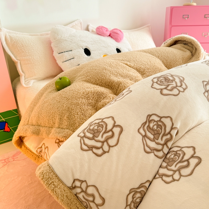 91家纺网 家纺一手货源 找家纺 艾特你 2025新款多功能羊羔绒牛奶绒单毛毯单被套 羊-苏颜