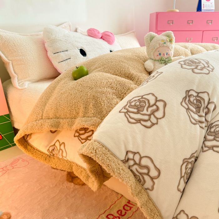 91家纺网 家纺一手货源 找家纺 艾特你 2025新款多功能羊羔绒牛奶绒单毛毯单被套 羊-苏颜