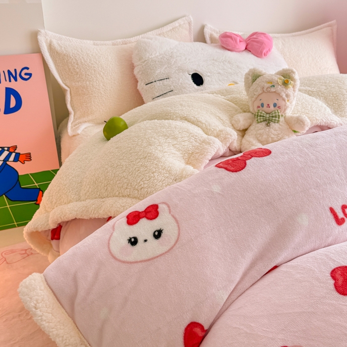 91家纺网 家纺一手货源 找家纺 艾特你 2025新款多功能羊羔绒牛奶绒单毛毯单被套 羊-糖果猫咪