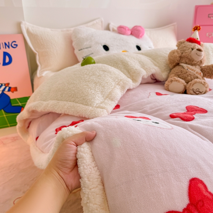 91家纺网 家纺一手货源 找家纺 艾特你 2025新款多功能羊羔绒牛奶绒单毛毯单被套 羊-糖果猫咪