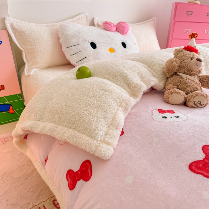 91家纺网 家纺一手货源 找家纺 艾特你 2025新款多功能羊羔绒牛奶绒单毛毯单被套 羊-糖果猫咪