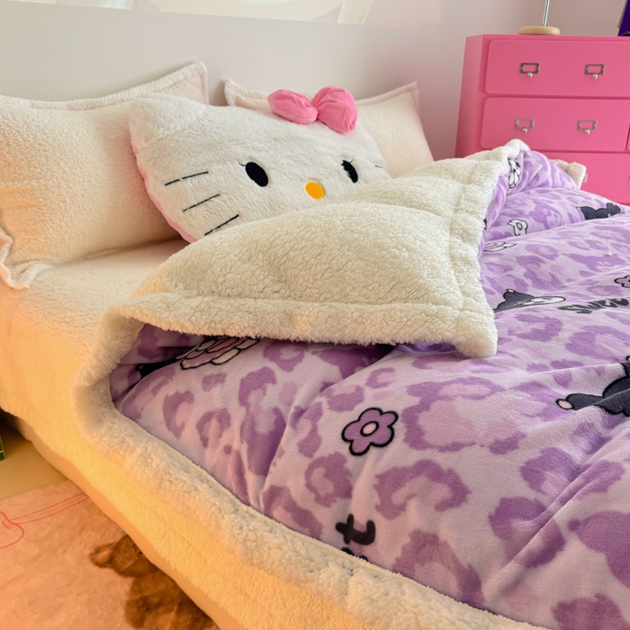 91家纺网 家纺一手货源 找家纺 艾特你 2025新款多功能羊羔绒牛奶绒单毛毯单被套 羊-淘气