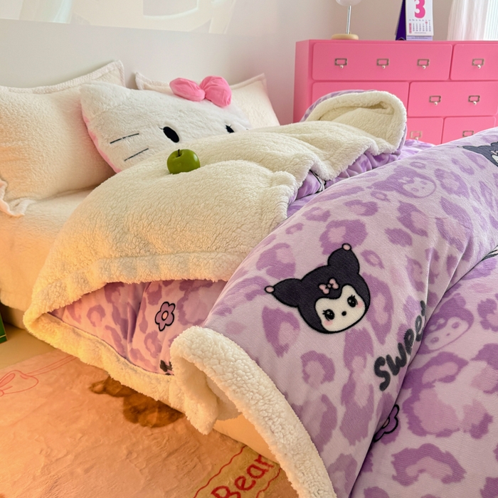 91家纺网 家纺一手货源 找家纺 艾特你 2025新款多功能羊羔绒牛奶绒单毛毯单被套 羊-淘气