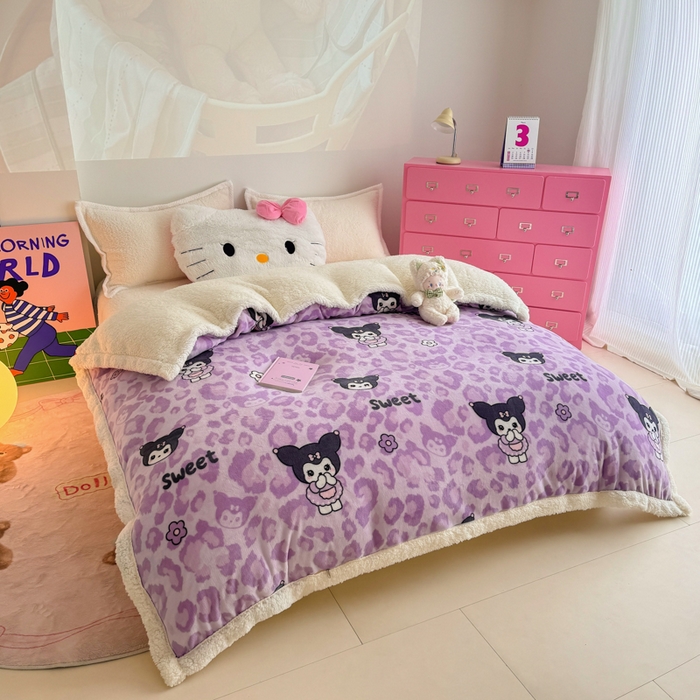 91家纺网 家纺一手货源 找家纺 艾特你 2025新款多功能羊羔绒牛奶绒单毛毯单被套 羊-淘气