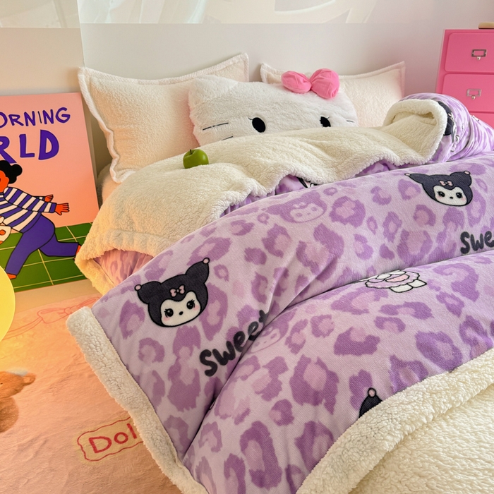 91家纺网 家纺一手货源 找家纺 艾特你 2025新款多功能羊羔绒牛奶绒单毛毯单被套 羊-淘气