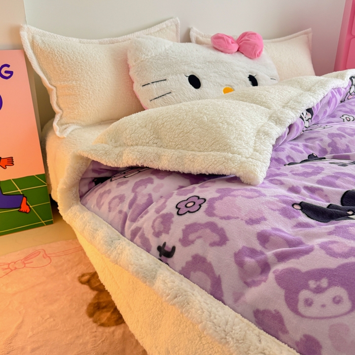 91家纺网 家纺一手货源 找家纺 艾特你 2025新款多功能羊羔绒牛奶绒单毛毯单被套 羊-淘气