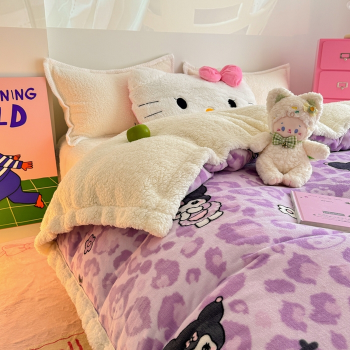 91家纺网 家纺一手货源 找家纺 艾特你 2025新款多功能羊羔绒牛奶绒单毛毯单被套 羊-淘气