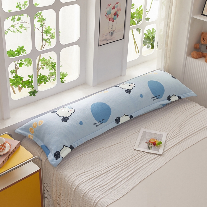 91家纺网 家纺一手货源 找家纺 翎盈家纺 2025新款冬季小清新牛奶绒双人枕套 帕恰狗蓝