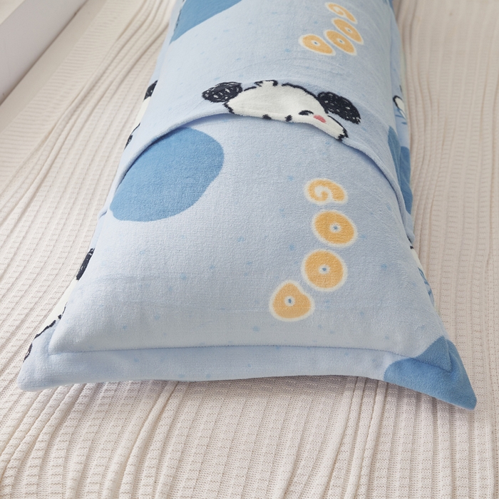 91家纺网 家纺一手货源 找家纺 翎盈家纺 2025新款冬季小清新牛奶绒双人枕套 帕恰狗蓝